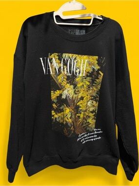 Black Van Gogh Crewneck w/ Yellow & Green Print
